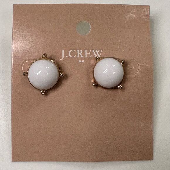 J. Crew White Bubble Stud Earrings - Picture 1 of 3